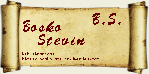 Boško Stevin vizit kartica